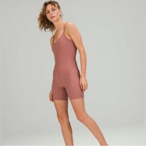 Lululemon Ribbed Contoured Yoga Unitard 6" Length Spiced Chai Sz 12